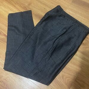 Men's Dark Charcoal Windowpane Dress Pants - Modern Tailored